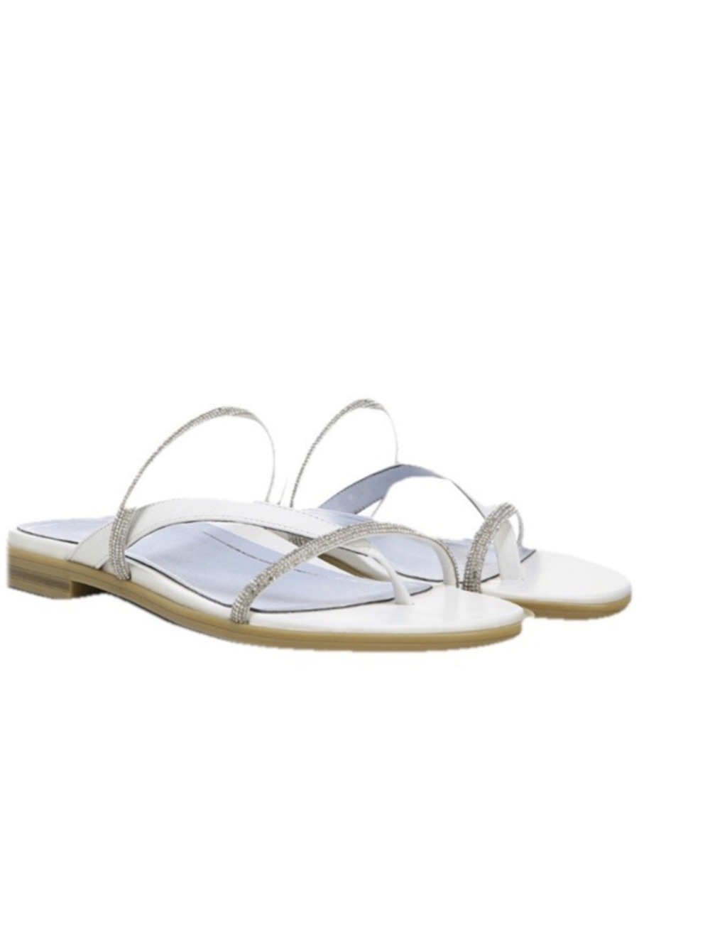 Vionic PRISM Size 10 M White Leather & Metallic Beaded Strappy Slide Sandals